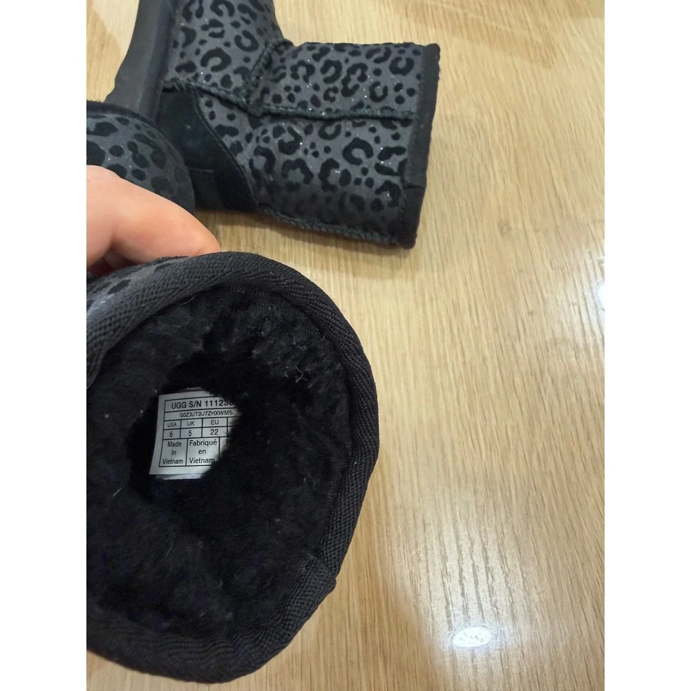 UGG Classic Short Leopard Print Black Boots Kids